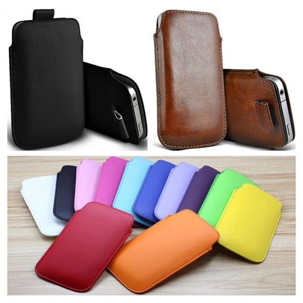 Pull tab / Läderficka - Passar iPhone 5/5S/5C/SE Black
