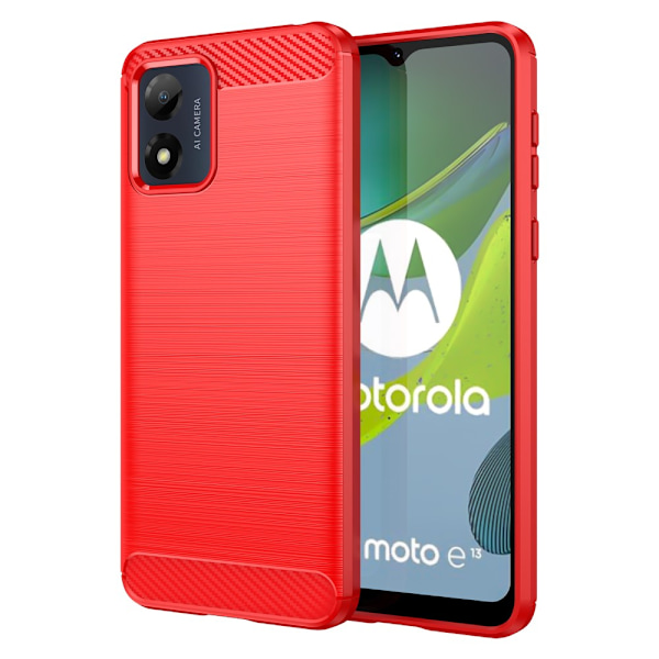 SKALO Motorola Moto E13 4G Armor Carbon Stöttåligt TPU-skal - Fler färger Röd
