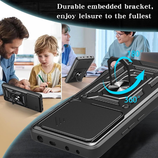 SKALO Motorola Edge 60 Armor Metallring Kameraslider Cover - Sort Black