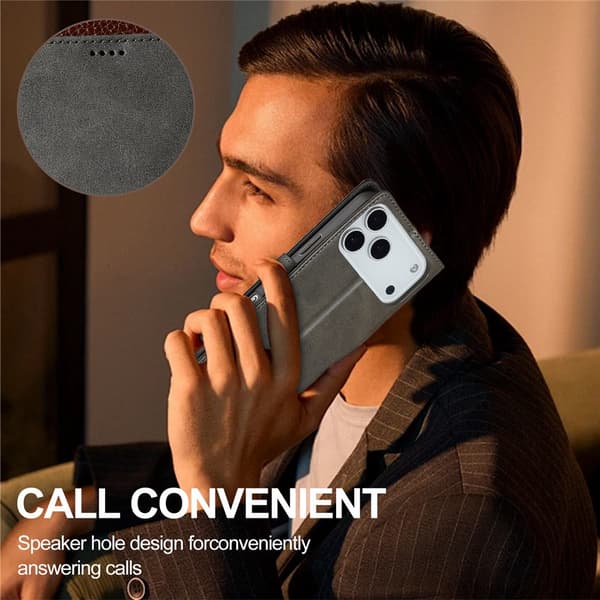 SKALO LC.IMEEKE Premium PU-läder Plånboksfodral för iPhone 18 Pro - Grå grå