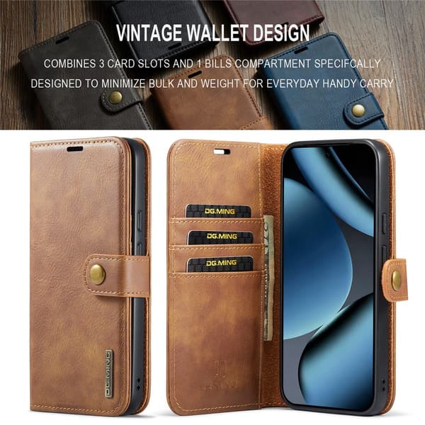 DG MING 2-i-1 Magnet Flip Cover til Google Pixel 11 Pro - Brun Brown