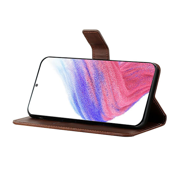 SKALO Samsung A54 5G Embossed Plånboksfodral i PU-Läder - Mörkbrun Mörkbrun