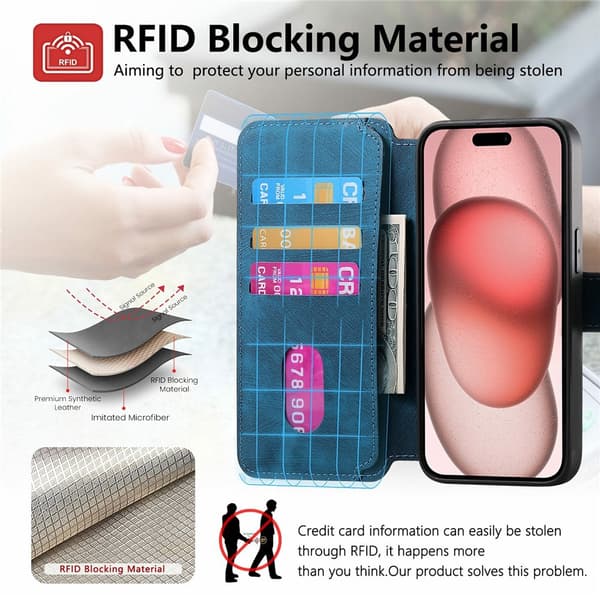 SKALO CASENEO MW-03 Plånboksfodral för iPhone 18 Pro Max - Blå Blå
