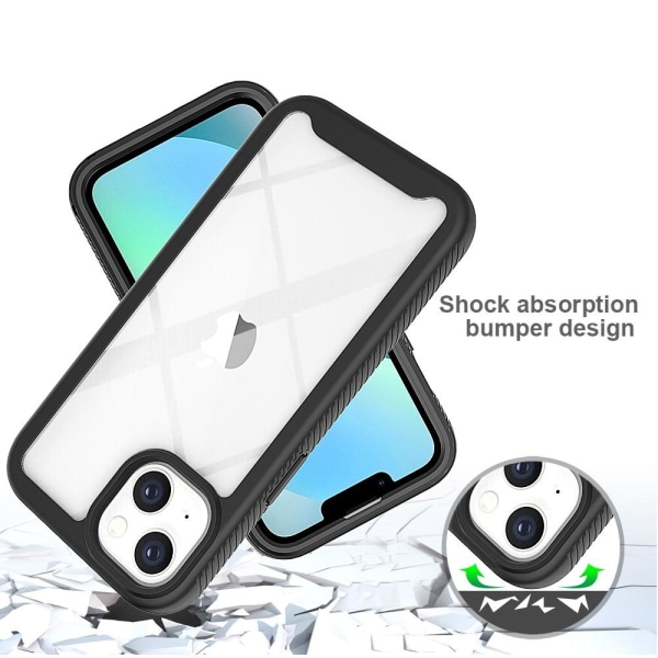 SKALO iPhone 14 Stødsikker Clear Hybrid Cover - Sort Black