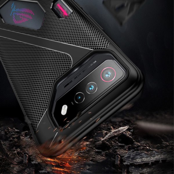 SKALO Asus ROG Phone 7 5G Carbon Fiber TPU-skal - Grå grå