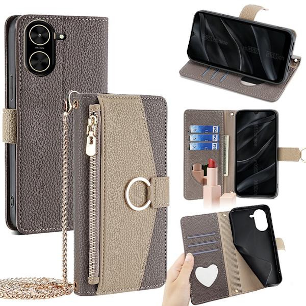SKALO Xiaomi Redmi A5 4G Litchi Makeup Mirror Flip Cover - Grå Grey