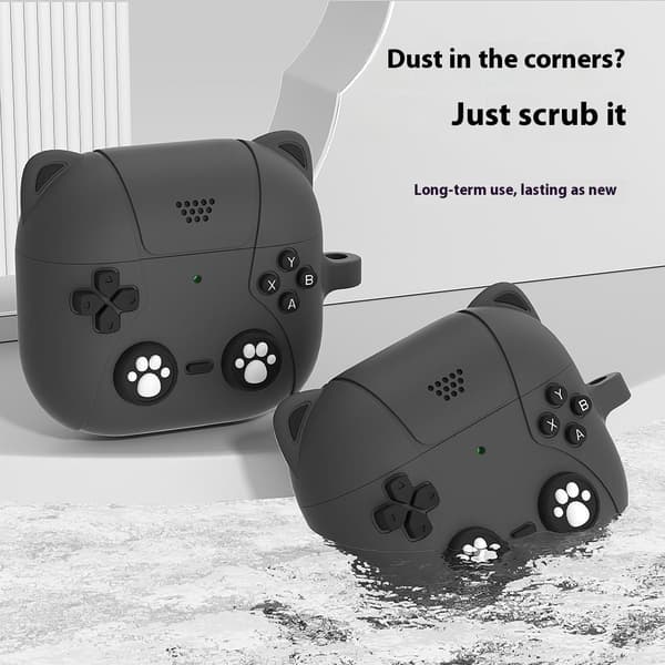 SKALO Cute Cat Controller Cover til AirPods 5 - Sort Black