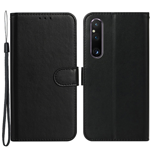 SKALO Sony Xperia 1 V Lompakkokotelo PU-nahkaa - Musta Black