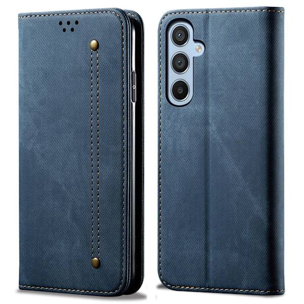 SKALO Samsung S24 FE Jeans Plånboksfodral - Blå Blå