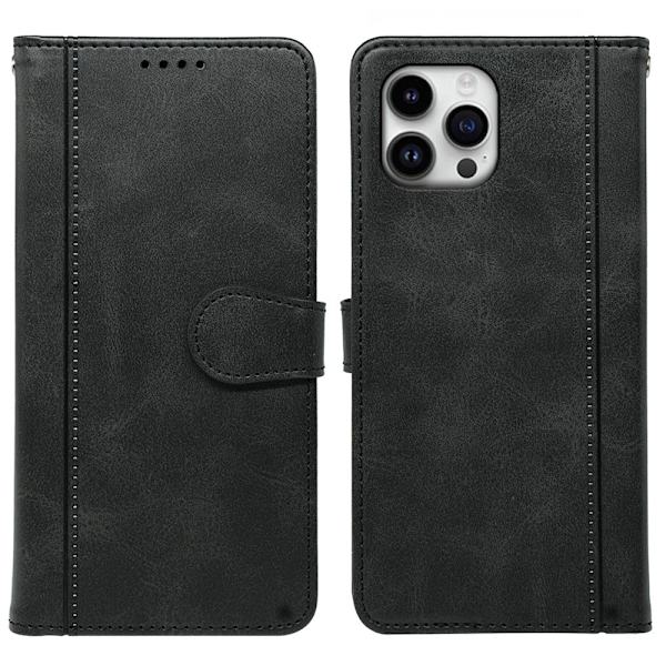 SKALO iPhone 16 Pro Max Flip Cover m. pung i PU-læder - Sort Black