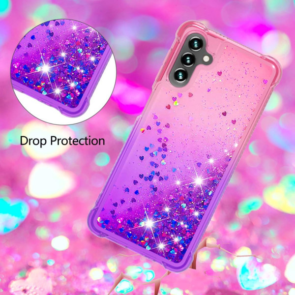 SKALO Samsung A54 5G Kvicksand Glitter Hjerter TPU Cover - Pink- Multicolor
