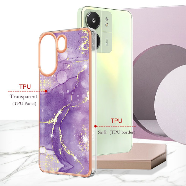 SKALO Xiaomi Redmi 13C 4G Marmori TPU kuori - #1 Multicolor