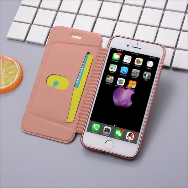 SKALO iPhone SE (2020/2022) Plånboksfodral TPU Ultraslim design Rosa