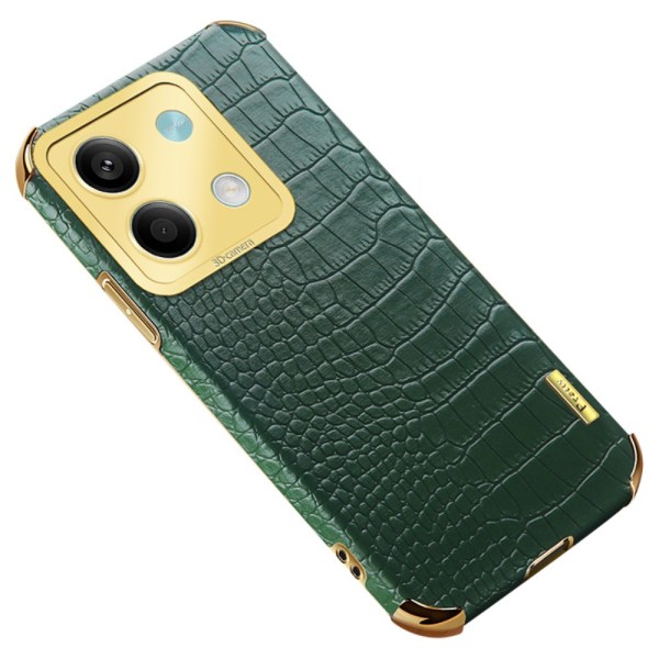 SKALO Xiaomi Redmi Note 13 5G Crocodile Guldkant Cover - Grøn Green