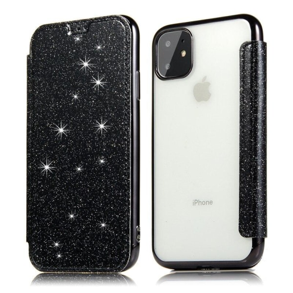 SKALO iPhone 11 Pro Max Lompakkokotelo TPU Ultra Ohut Glitter - Black
