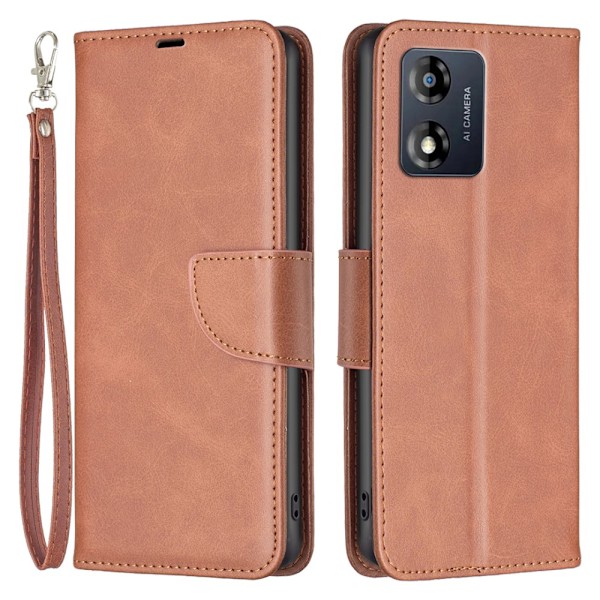 SKALO Motorola Moto E13 4G Flip Cover m. pung i PU-læder - Brun Brown
