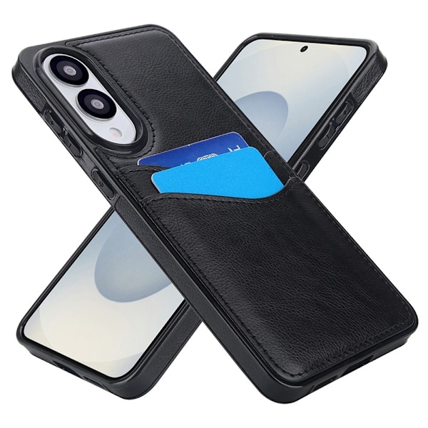 SKALO Samsung S25 Edge PU-Nahkainen Korttikotelo Suojakuori - Musta Black