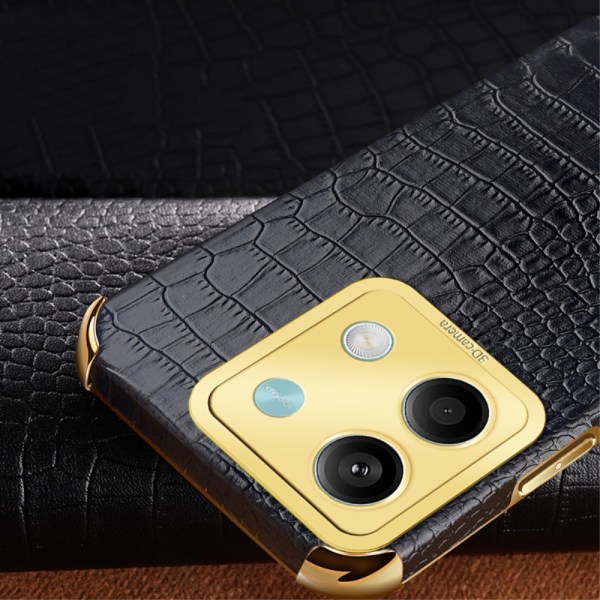 SKALO Xiaomi Redmi Note 13 5G Crocodile Guldkant Cover - Grøn Green