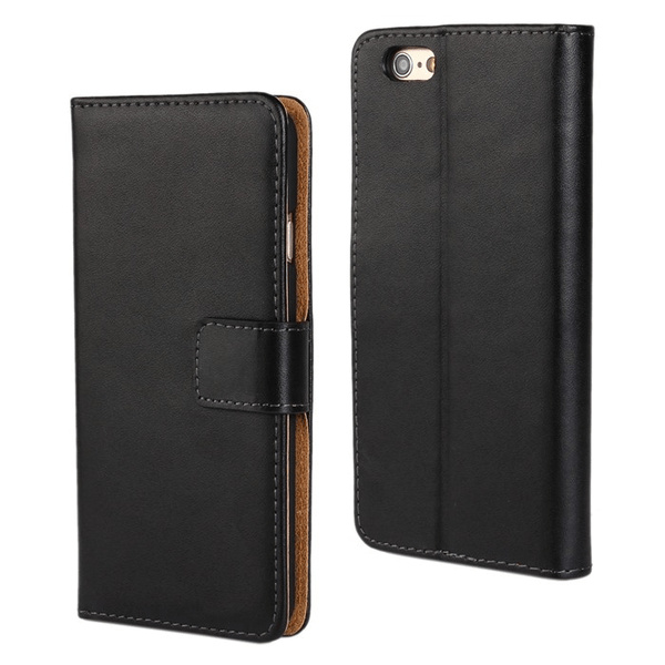SKALO iPhone 6/6S Plus Flip Cover m. Pung i Ægte Læder - Vælg farve Brown