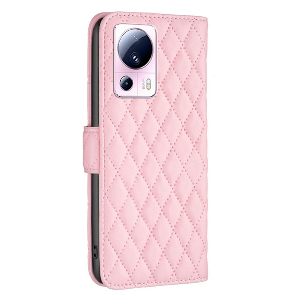 SKALO Xiaomi 13 Lite BINFEN COLOR Quiltat Plånbok - Rosa Rosa