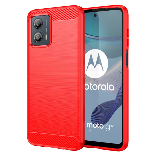 SKALO Motorola Moto G53 5G Armor Carbon Stødsikker TPU-cover - V Red
