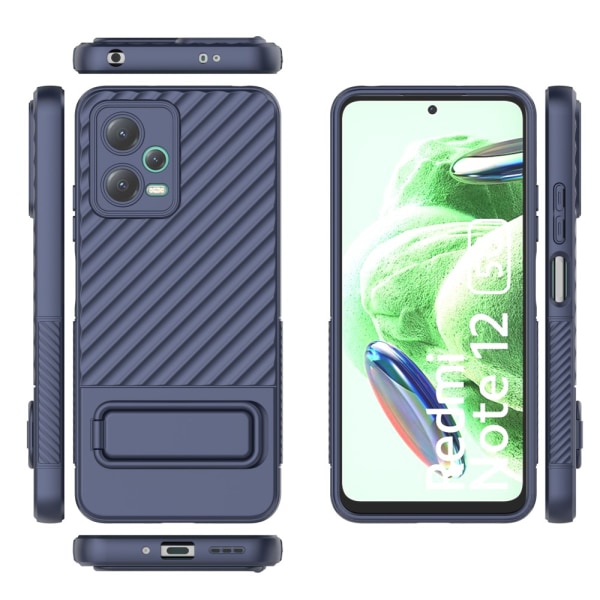 SKALO Xiaomi Redmi Note 12 5G Twill 2.0 TPU-kuori telineellä - Tummansininen Dark blue