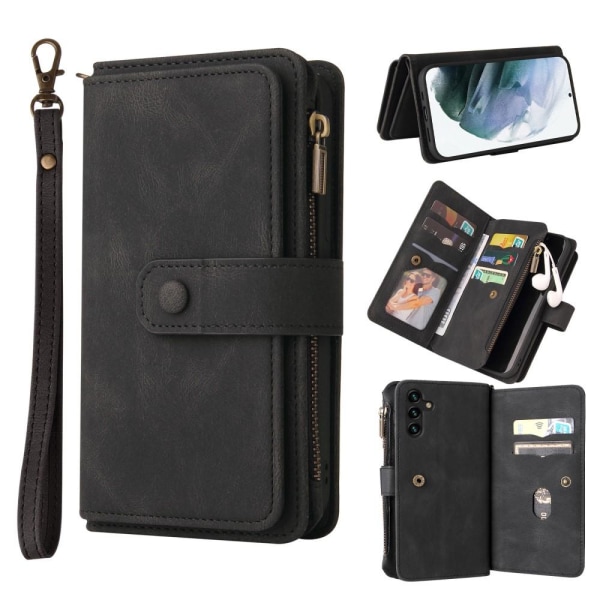 SKALO Samsung A13 5G Big Wallet 17-lokeroa Lompakkokotelo - Must Black