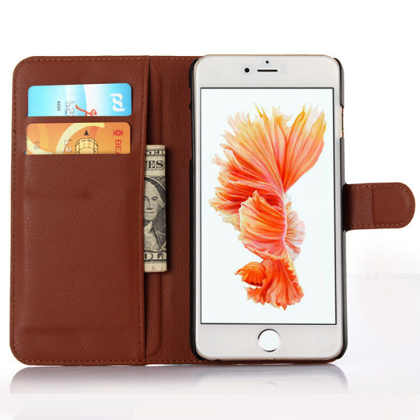 Plånboksfodral i PU-Läder Rundad Flärp till iPhone 6/6S - fler f Svart