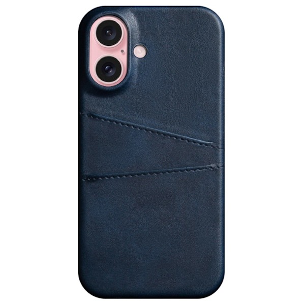 SKALO iPhone 16 PU-læder Kortholder Cover - Blå Blue