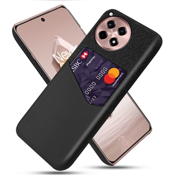 SKALO OnePlus 12R 5G Premium PU Nahka kortinhaltija Suojakuori - Musta Black