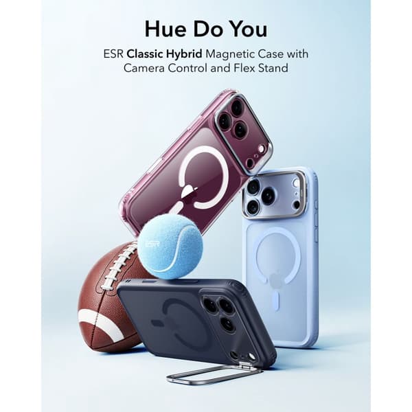 ESR Classic Hybrid Kickstand MagSafe Cover til iPhone 17 Pro Max - Frosted Light Blue Light blue