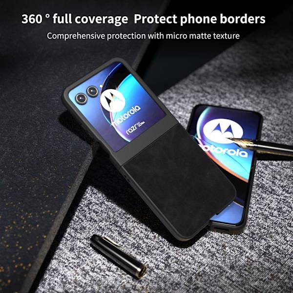 SKALO Motorola Razr 50 5G ABEEL PU læder Fold Cover - Sort Black