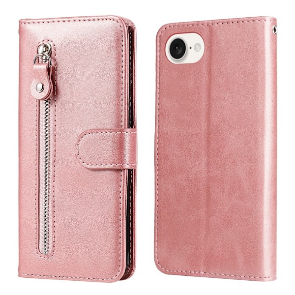 SKALO iPhone 16e Klassisk Dragkedja Plånboksfodral - Rosa Rosa