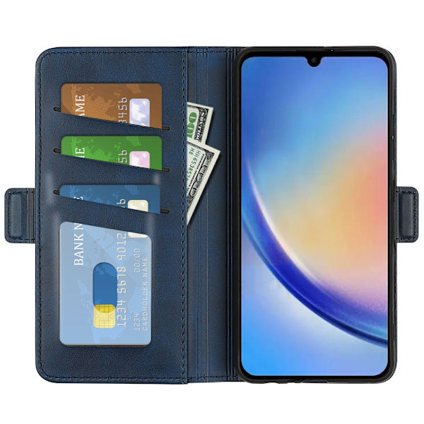 SKALO Samsung A34 5G Premium Wallet Flip Cover - Blå Blue
