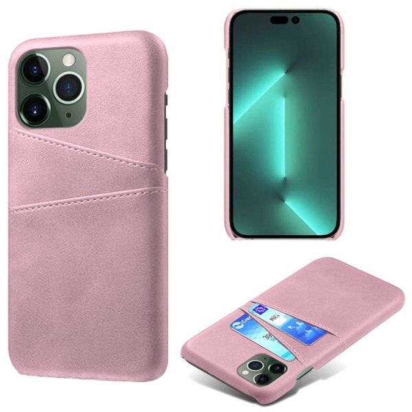 SKALO iPhone 15 Pro PU-nahkainen Korttikotelo - Ruusukulta Pink gold