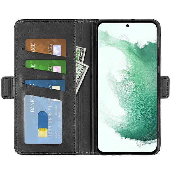 SKALO Samsung S23 Plus Premium Wallet Flip Cover - Sort Black