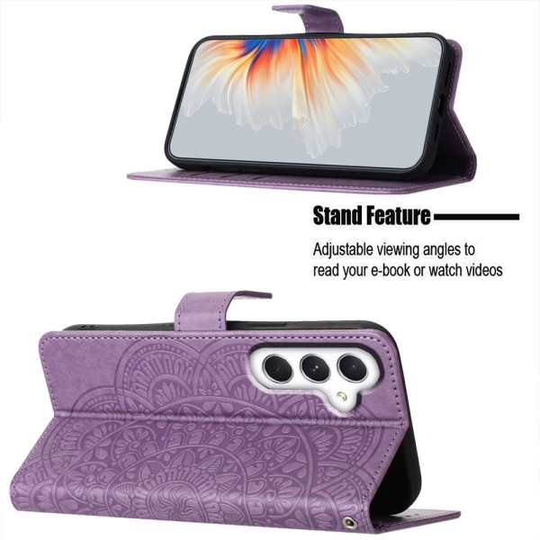 SKALO Samsung A15 5G Mandala Flip Cover - Lilla Purple