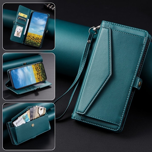 SKALO Xiaomi Redmi 14C PU-Læder Envelope Flip Cover - Grøn Green