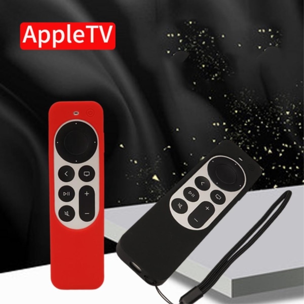 SKALO Apple TV 4K 2021 Kontroll Skal med AirTag Hållare - Svart Svart