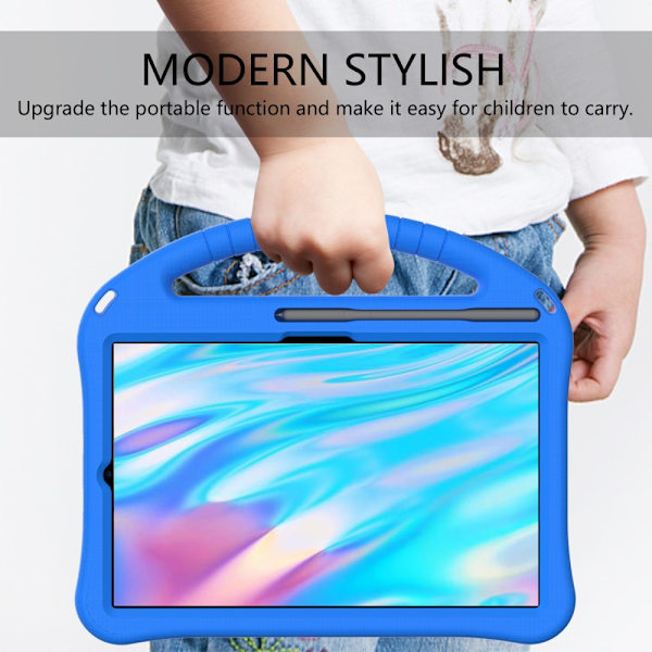 SKALO Samsung Tab S6 Lite Lapsikuori kahvalla ja jalustalla - Sininen Blue
