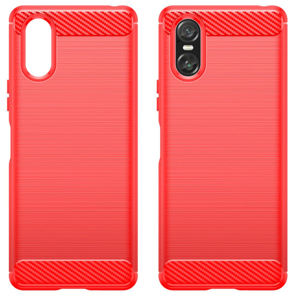 SKALO Sony Xperia 10 VI Armor Carbon Stødsikker TPU-cover - Vælg Red