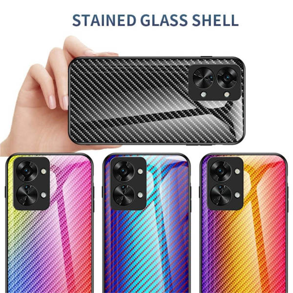 SKALO OnePlus Nord 2T 5G Carbon Fiber Härdat Glas TPU-skal - Svart Svart