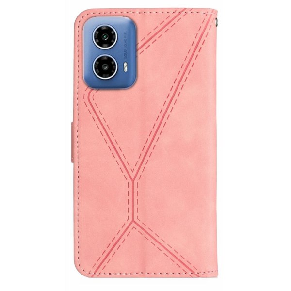 SKALO Motorola Moto G04 Embossed Plånboksfodral i PU-Läder - Ros Rosa