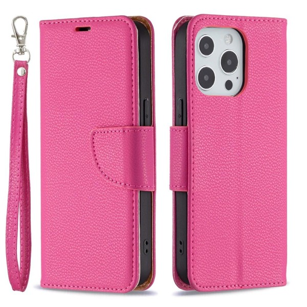 SKALO iPhone 13 Pro Premium Litchi Wallet - Cerise Cerise