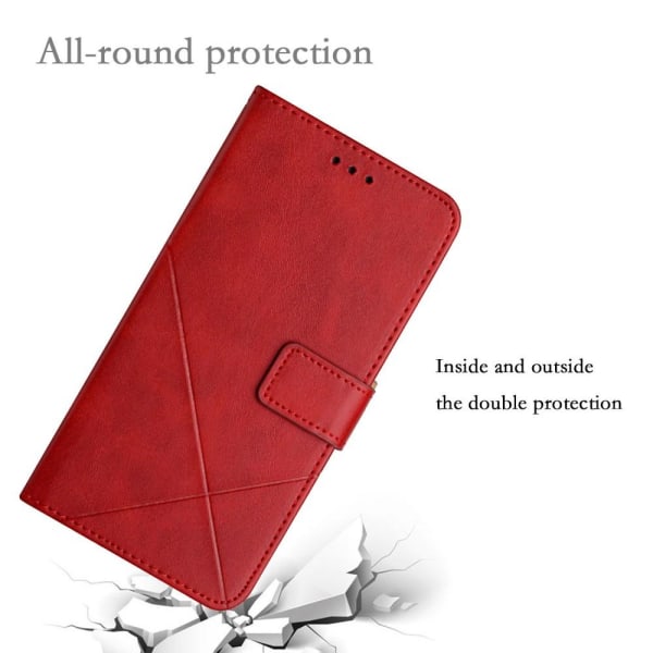 SKALO Samsung A13 4G Embossed Plånboksfodral i PU-Läder - Röd Röd