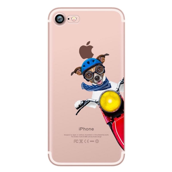 Cover med sjovt hund/katte motiv iPhone 6/6S MultiColor Motiv D