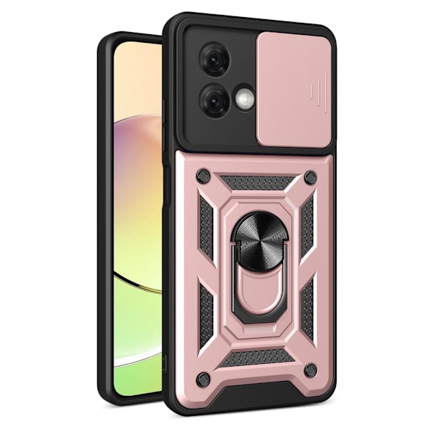 SKALO Motorola Moto G84 5G Armor Hybrid Magnetring Kameraslider - Roséguld Rosa guld