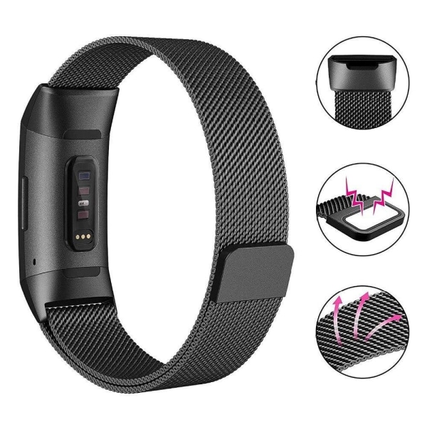 SKALO Milanese Loop till Fitbit Charge 3/4 - Fler färger Svart