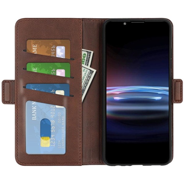 SKALO Sony Xperia PRO-I Premium Wallet Lompakkokotelo - Ruskea Brown