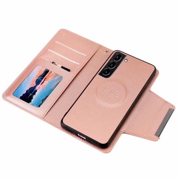 SKALO Samsung S21 FE DOLIZMA 2 in 1 magneettinen lompakkokotelo - Rosèg Pink gold